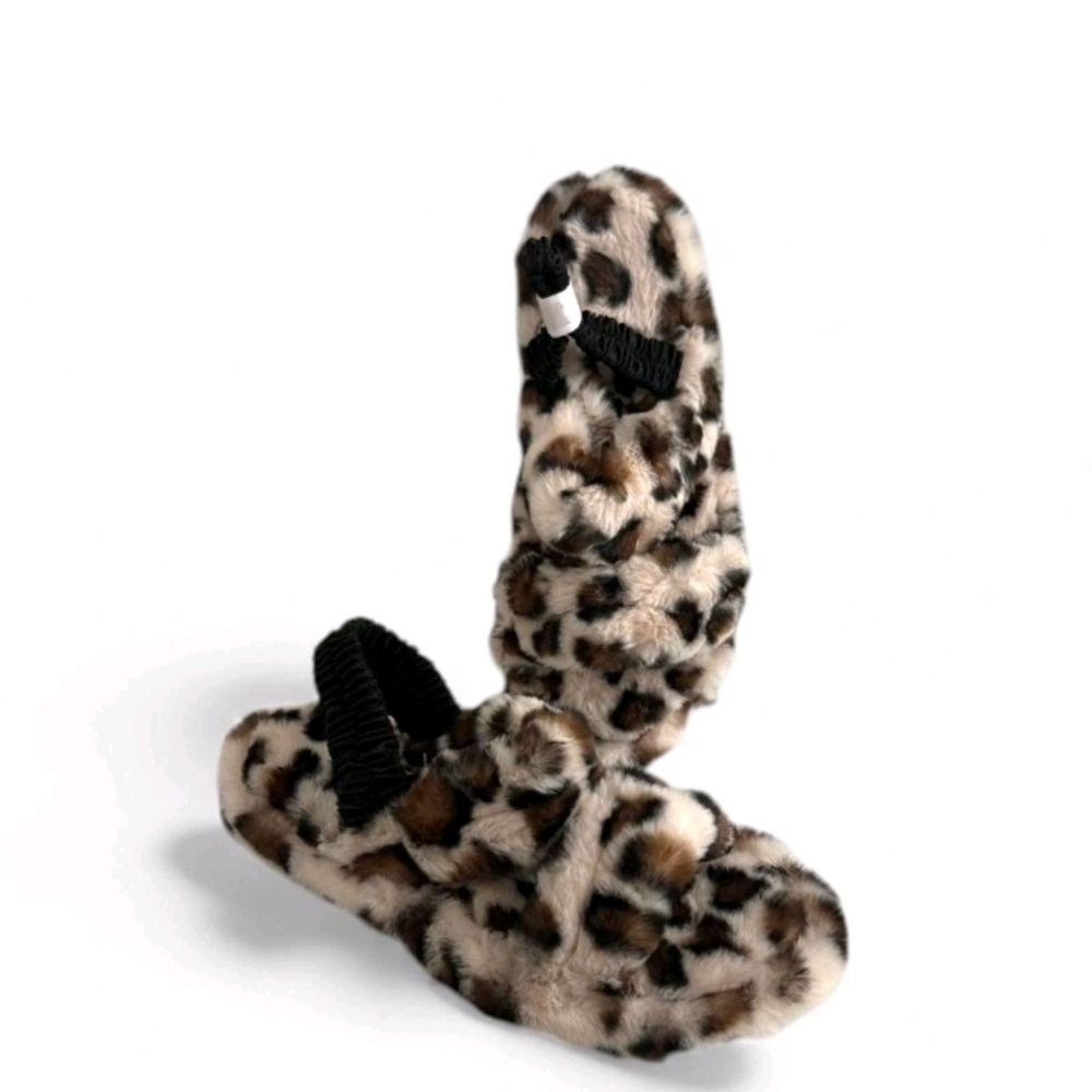 Array Snow Shayla Beige Faux Fur Leopard Slingback Slippers